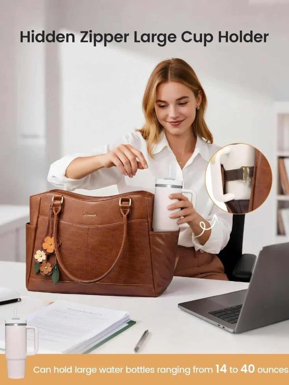 Stylish Vintage Laptop Tote Bag for Women, Perfect Teacher & Work Bag with